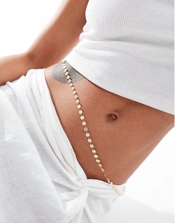 mini disc belly chain in gold