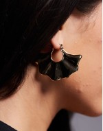 Sets Of 3 fan wave hoop earrings in gold resin and 18k gold plated