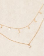 multirow celestial star and moon pendant necklace in gold