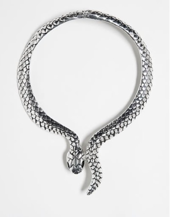 unisex oversized snake necklace in silver