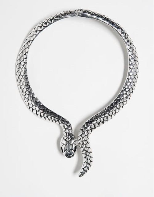 unisex oversized snake necklace in silver