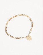 Loss Sale 18ct gold vermeil heart padlock charm bracelet