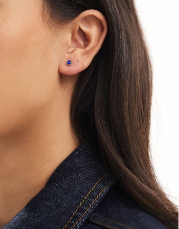 3mm round lapiz stud earrings in sterling silver
