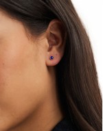 3mm round lapiz stud earrings in sterling silver