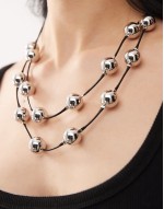 layered 2 row necklace with silver beads on cord