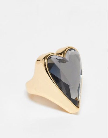BIMBA Y LOLA heart shaped ring in black