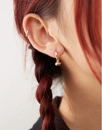 small hoop earrings with stud detail in gold