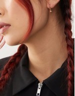 small hoop earrings with stud detail in gold