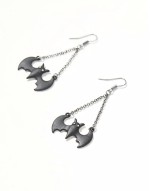 drop earrings with bat design in black