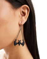 drop earrings with bat design in black