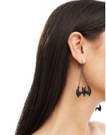 drop earrings with bat design in black