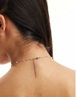 circle pendant necklace with pearl chain in silver