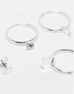 4 pack mix and match heart and star earrings in silver