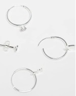 4 pack mix and match heart and star earrings in silver