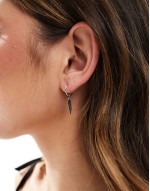hoop earrings with feather charm in sterling silver