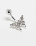 belly bar in silver steel