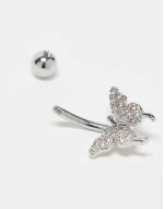 belly bar in silver steel
