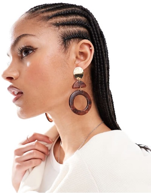 statement resin shape drop earrings in tort