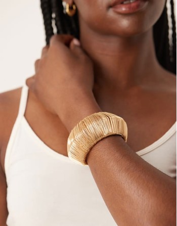 wire wrapped cuff bracelet in gold tone