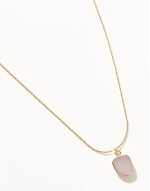 14k gold plated necklace with real rose quartz detail