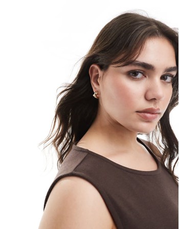 baguette stone detail hoop earrings in gold