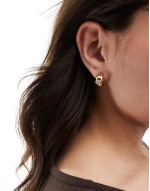 baguette stone detail hoop earrings in gold