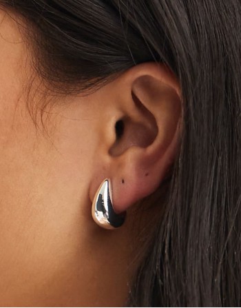 Other Stories teardrop stud earrings in silver
