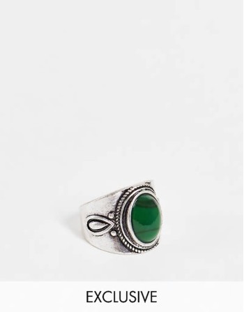 unisex ring with stone in silver