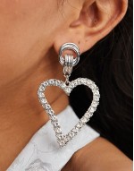 embellished heart earrings in silver