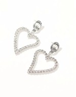 embellished heart earrings in silver