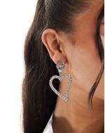 embellished heart earrings in silver