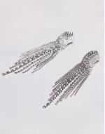 drop earrings with waterfall crystal drench detail in silver tone