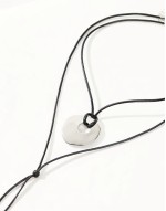 necklace with multirow molten pendant and cord design in silver tone