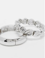 pack of 2 stretch bracelets with twist detail in silver tone