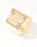 cuff bracelet with thread through detail in gold tone