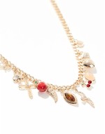 necklace with charm pendant detail in gold tone