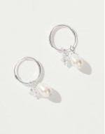 hoop earrings with pearl and star pendant in sterling silver