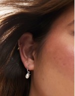 hoop earrings with pearl and star pendant in sterling silver