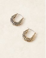 hoop earrings with filigree detailing in gold tone