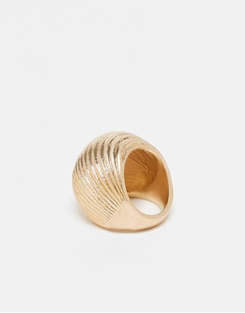 ring with textured dome detail  in brushed gold tone