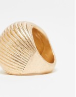 ring with textured dome detail  in brushed gold tone