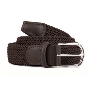 Woven Belt B0667 | Brown-Brown Trim Braided Belt