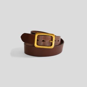 Heavy Duty "Tochigi" Leather Belt with Brass Garrison Buckle IHB-11-BRN | Brown