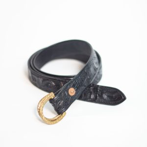 Hand Tooled D Ring Belt | Black